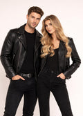 Classic black leather jacket set