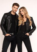 Classic black leather jacket set